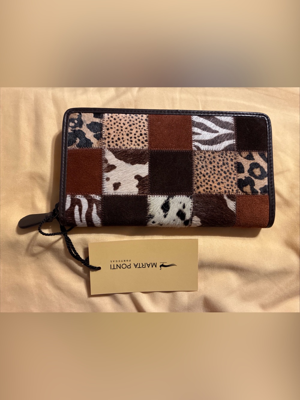 Marta ponti animal print zip around wallet